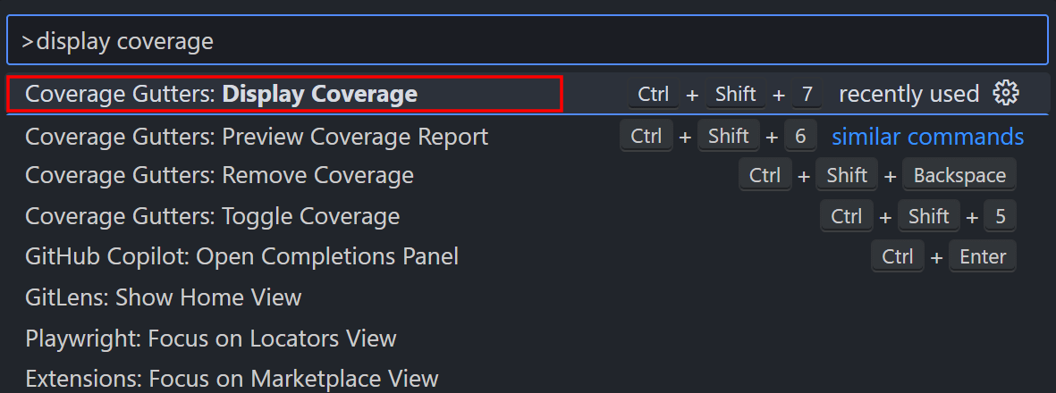 Select display coverage command